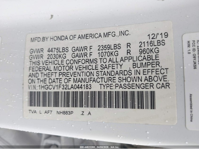 Honda Accord 1.5L I-4 DI, DOHC, VVT, TURBO, 192HP Front Wheel Drive - автомобили, коли, обяви за нови и употребявани 8