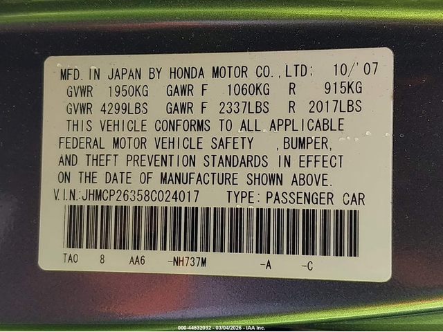 Honda Accord 2.4L I-4 DOHC, VVT, 177HP Front Wheel Drive - автомобили, коли, обяви за нови и употребявани 8